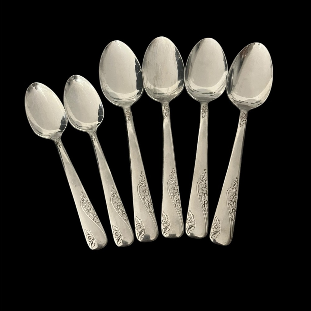 Vintage Everbrite Favorite Pattern - Lot of 6 Spoons TBL TSP Stainless U.S.A.